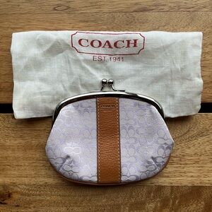 Coach Lavender Purple Signature Print Coin Purse